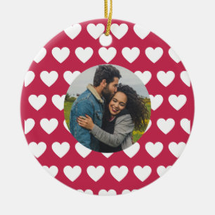 Love You! Hearts and Photos Valentine Ceramic Tree Decoration