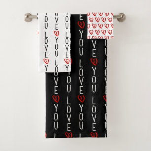 Love You Hearts Bath Towel Set