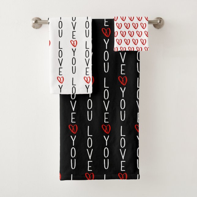 Love You Hearts Bath Towel Set (Insitu)