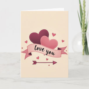 Love You Hearts Graphic Art Card
