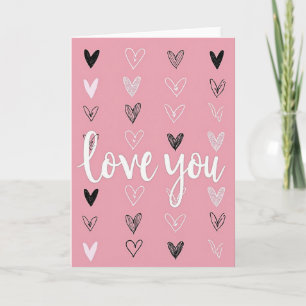 Love You Hearts Pastel Pink Card