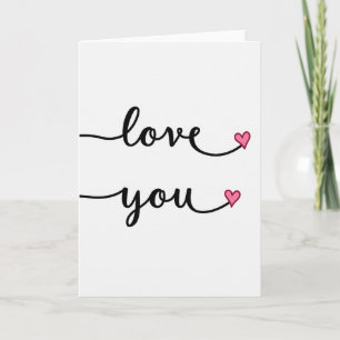 Love You Hearts Script Card
