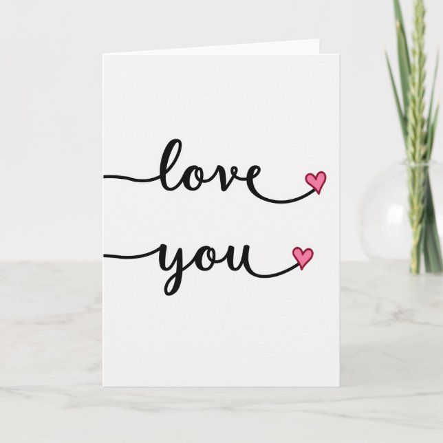 Love You Hearts Script Card (Front)