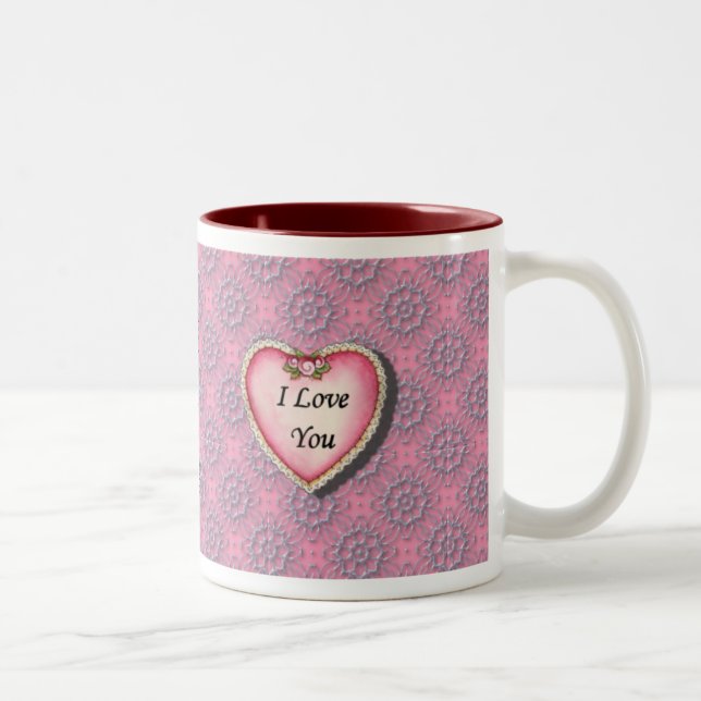 Love You Hearts Two-Tone Coffee Mug (Right)