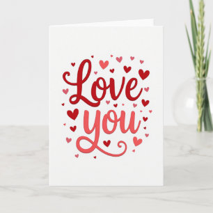 Love You Hearts Valentines Embossed Card