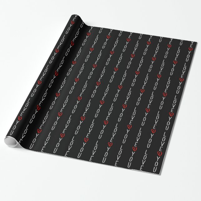 Love You Hearts Wrapping Paper (Unrolled)