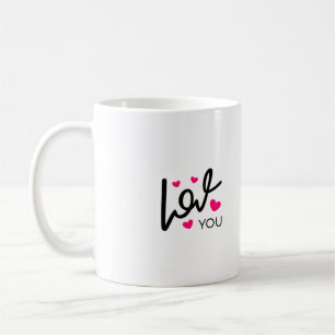 Love you in Black and Pink Coffee Mug