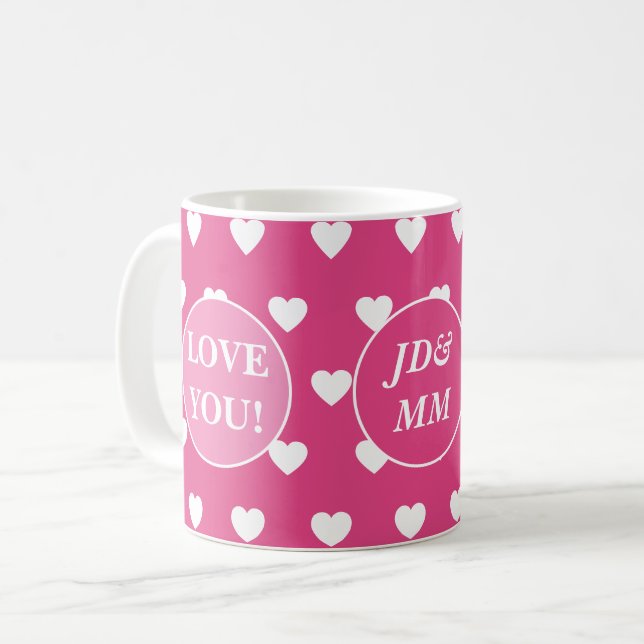 "Love You!" Initials Valentine's Day  Coffee Mug (Front Left)