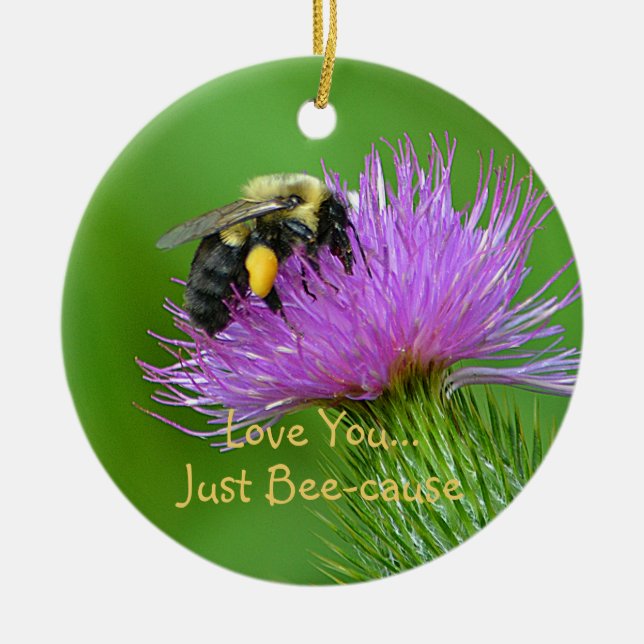 Love You Just Bee-cause Ceramic Tree Decoration (Front)