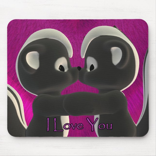 love you, kissing skunks cute, Valentine's Day Mouse Mat (Front)