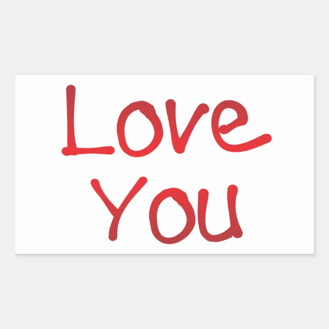Love you lettering rectangular sticker (Front)