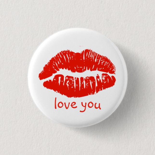 Love You Lips Valentine Button (Front)