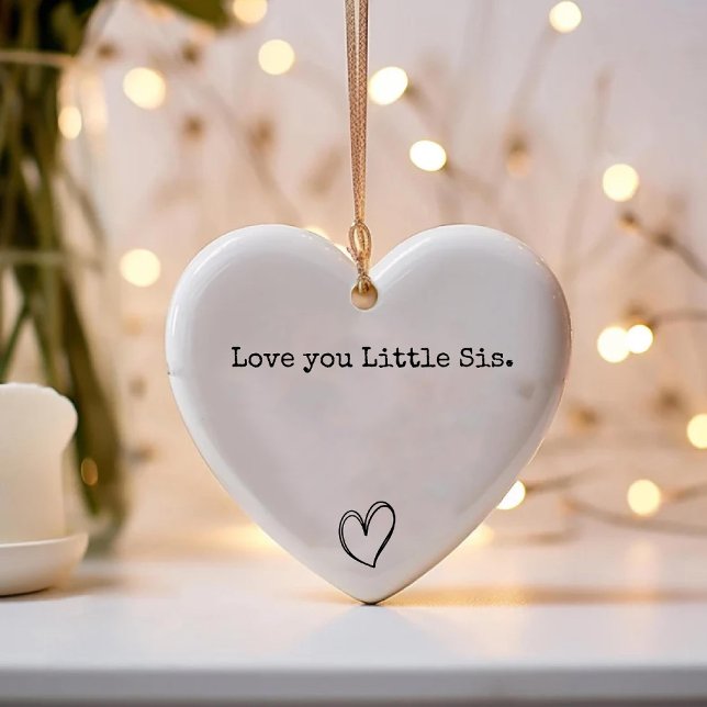 Love you Little Sis / Chic Heart Sister Keepsake Ceramic Tree Decoration (Love you Little Sis / Chic Heart Sister Keepsake Ceramic Ornament)