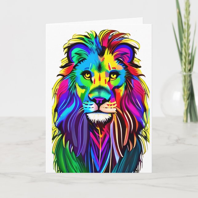 Love You Lots | Lion Face Mystical Fantasy Art Card (Front)