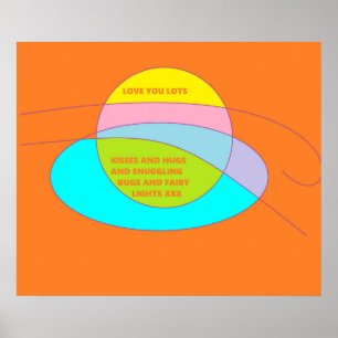 Love you lots message on orange and blue design poster