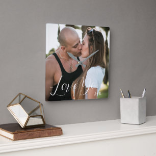 Love you, love couple square wall clock
