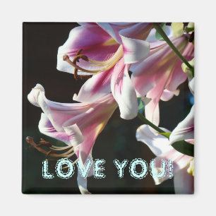 LOVE YOU! magnet Pink Summer Lilies Flowers