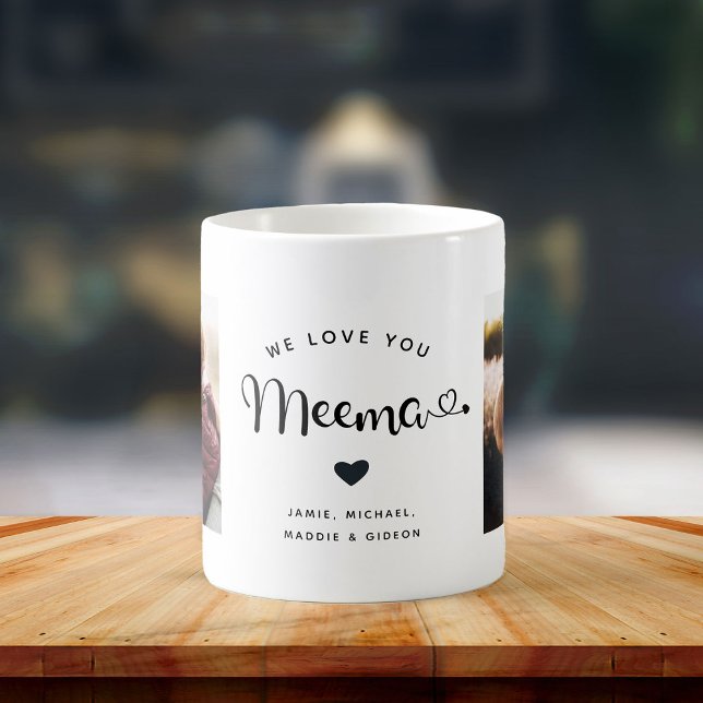 Love you Meema Hearts Custom Two Photo Coffee Mug (Creator Uploaded)