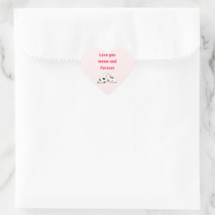 Love you meow and forever Cats Pink Valentines Heart Sticker