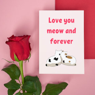 Love you meow and forever   Cats Pink Valentines Postcard