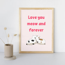 Love you meow and forever | Cats Pink Valentines