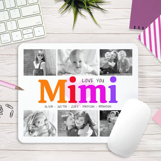 Love You Mimi Colourful Rainbow 6 Photo Collage Mouse Mat (Creator Uploaded)