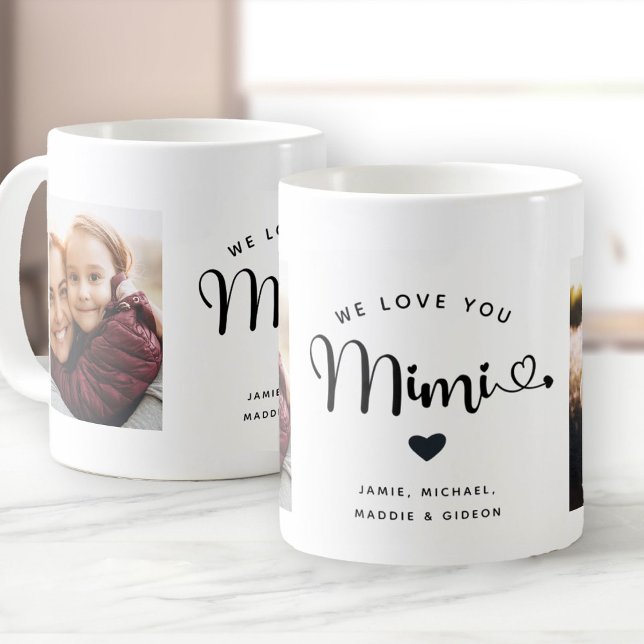 Love you Mimi Hearts Custom Two Photo Coffee Mug (Creator Uploaded)