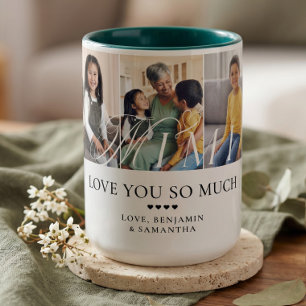 Love You Mimi Personalised 5 Photo Collage Gift Two-Tone Coffee Mug