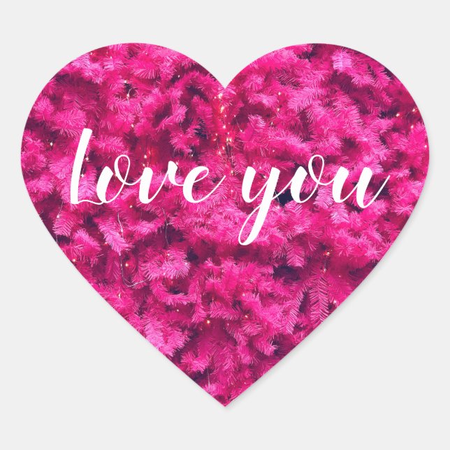 Love you modern Heart Stickers, Glossy Heart Sticker (Front)