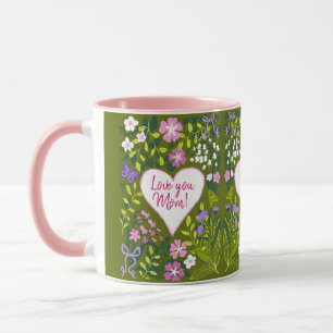 Love you Mom botanical cute heart Mug