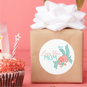 Love you mom callipraphy floral frame classic round sticker