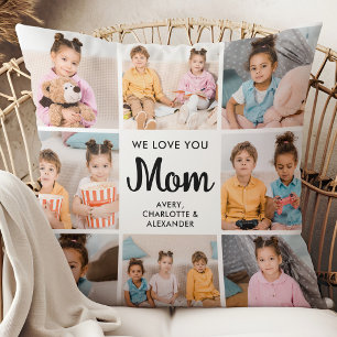 Love You MOM Custom Mother's Day 8 Photo Collage Cushion