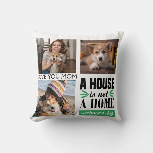 Love you Mom custom three photo collage with quote Cushion (Front)