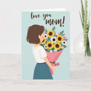 Love You Mom Floral Art Card