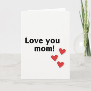 Love You Mom Hearts Simple Card
