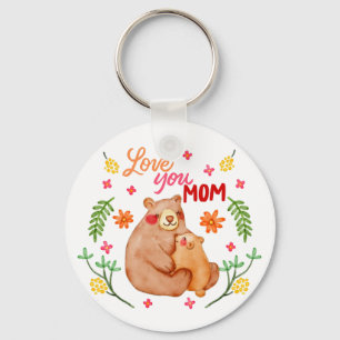 Love You Mom - Mama Bear and Cub Mother's Day Key Ring