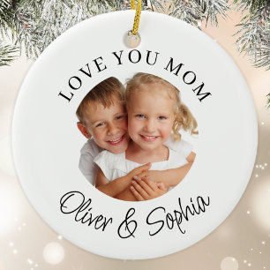 Love You Mom Modern Photo  Ceramic Tree Decoration
