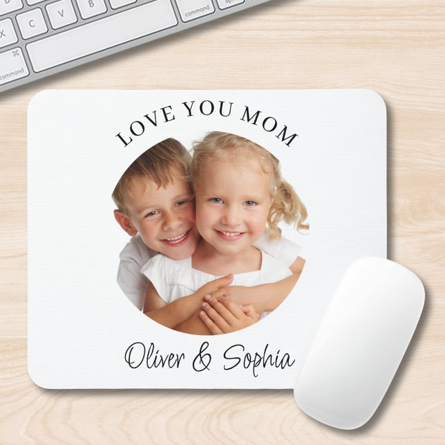 Love You Mom Modern Photo  Mouse Mat (Creator Uploaded)