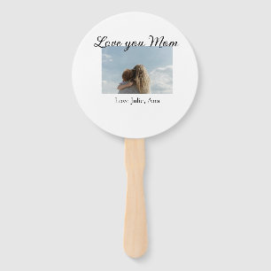love you mom mothers day add photo name simple hand fan