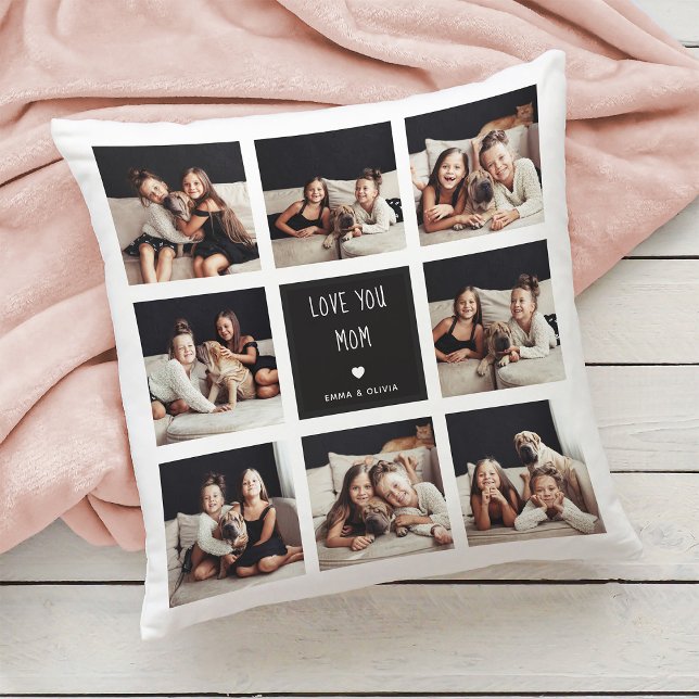 Love You Mom | Photo Collage Handwritten Text Cushion (Creator Uploaded)