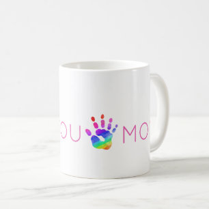 LOVE YOU MOM Rainbow Hand Colourful Kids Sweet Coffee Mug