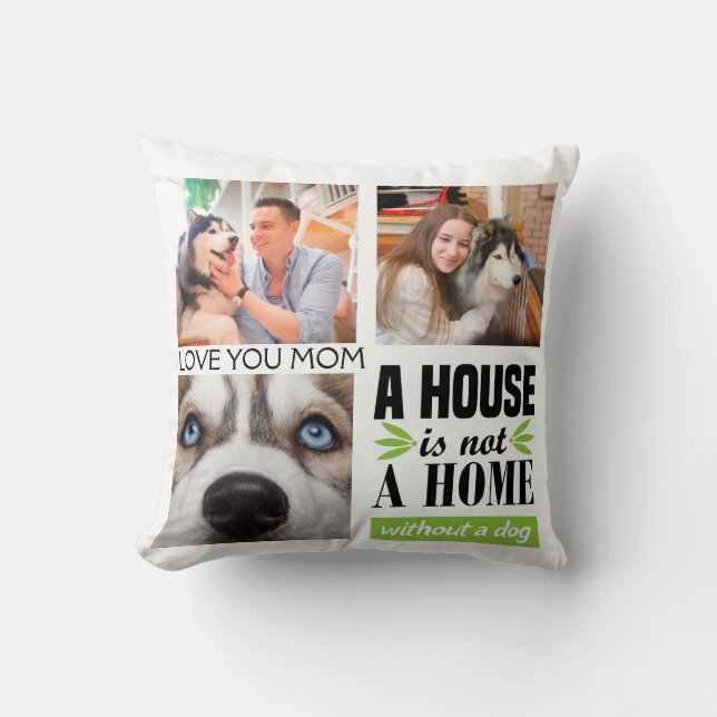 Love you Mom three photos and dog quote Cushion (Front)