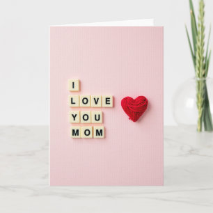 Love You Mom Yarn Heart Art Card