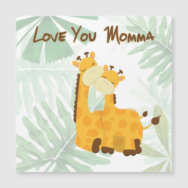 Love You Momma Two Giraffes Mother's Day Magnet (Front)