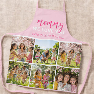  Love You Mommy Cute Pink Photo Collage  Apron