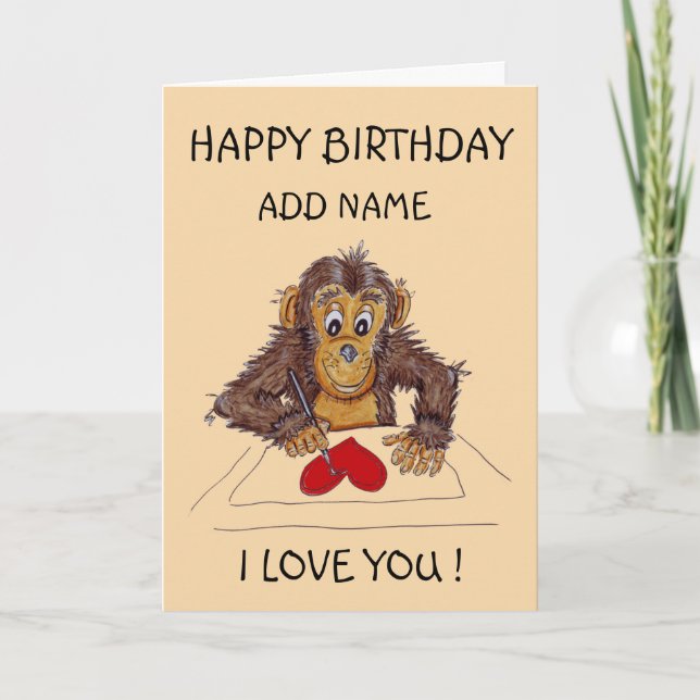 Love you monkey  card (Front)