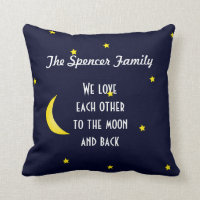 Love You Moon and Back Personalised Family Pillow