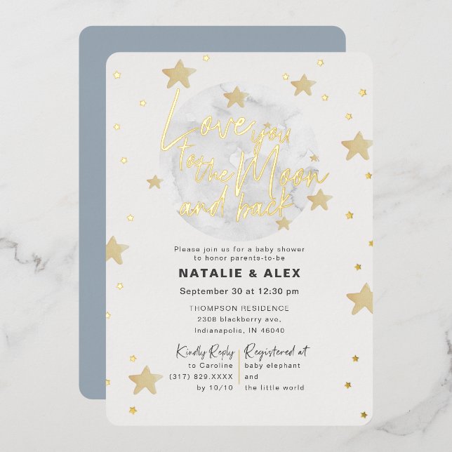 Love You Moon & Back Boy Baby Shower (Front/Back)