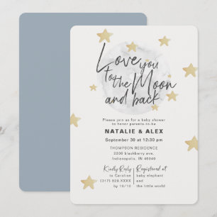 Love You Moon & Back Boy Baby Shower Invitation