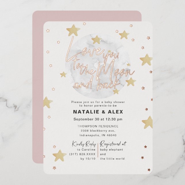 Love You Moon & Back Girl Baby Shower (Front/Back)